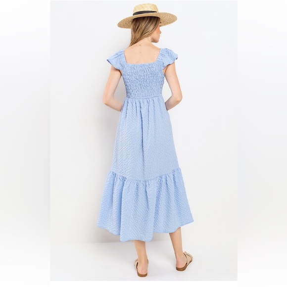 21 Boho Smocked Tiered Ruffle Midi Dress - Picture 6 of 6